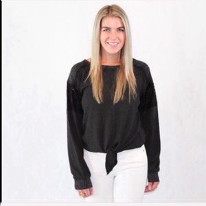 Miss me grey sweater with a tie in the front